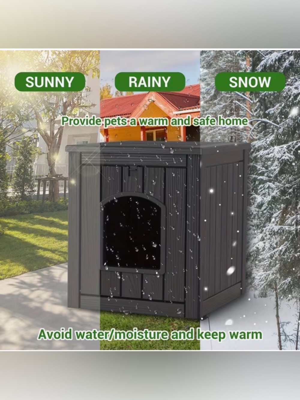 Outdoor Cat Litter Box Enclosure / Pet House - Dark Gray Weatherproof Kennel